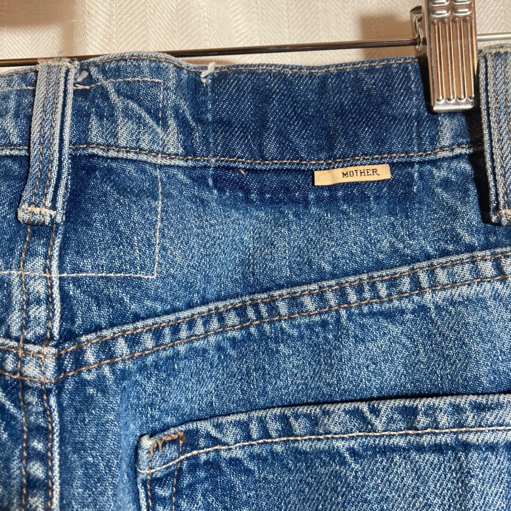 Mother Superior The Tune Up Hover Cuff Jeans Blue High Rise Straight Leg Size 24 - Picture 9 of 11